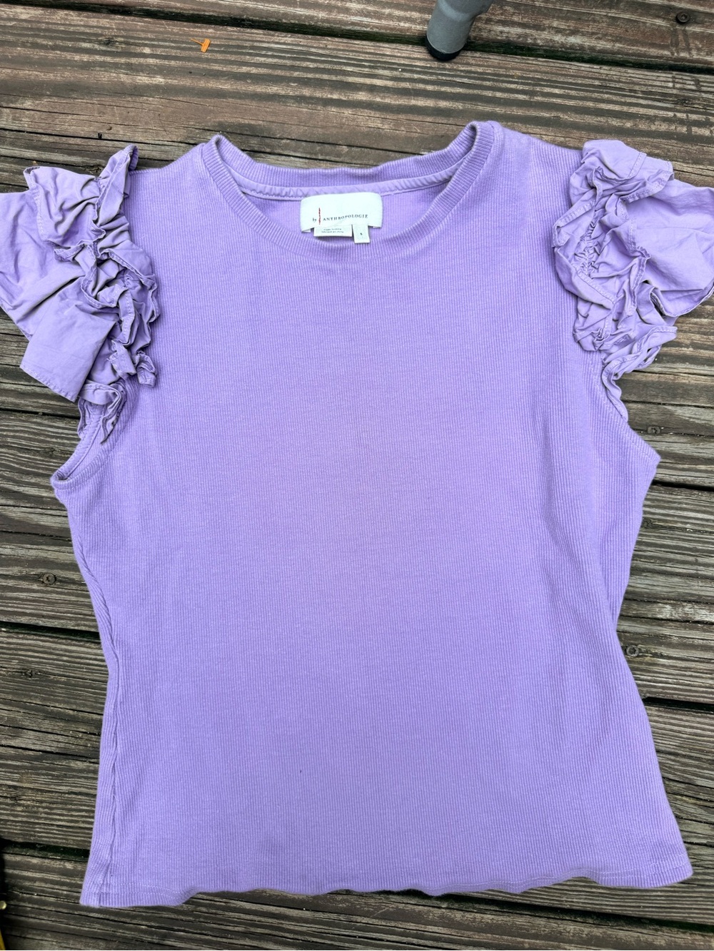 Anthropologie Lavender Ribbed Crewneck Top